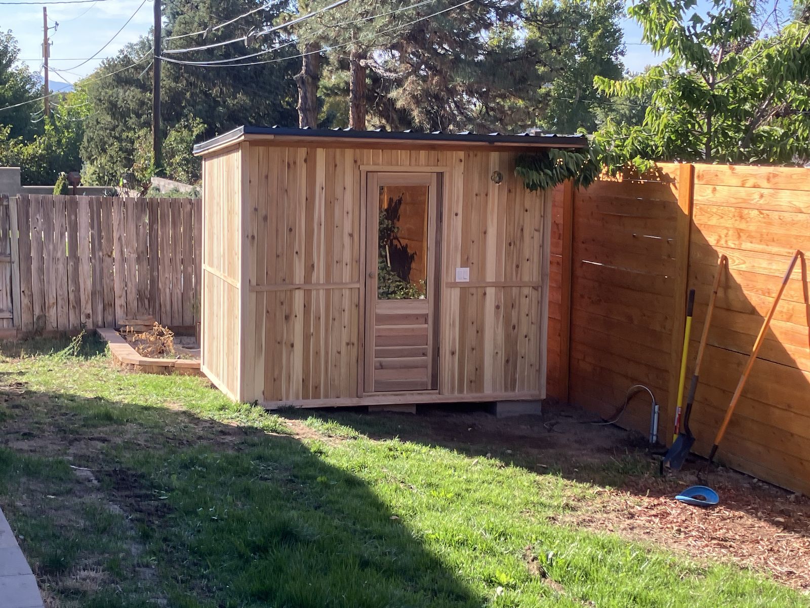 Cedar sauna installation